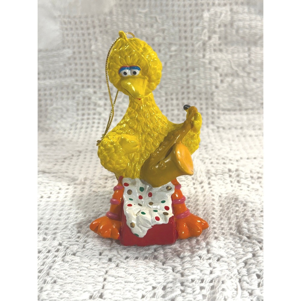 Sesame Street Big Bird Playing Saxophone Christmas Ornament Vintage Jim Henson